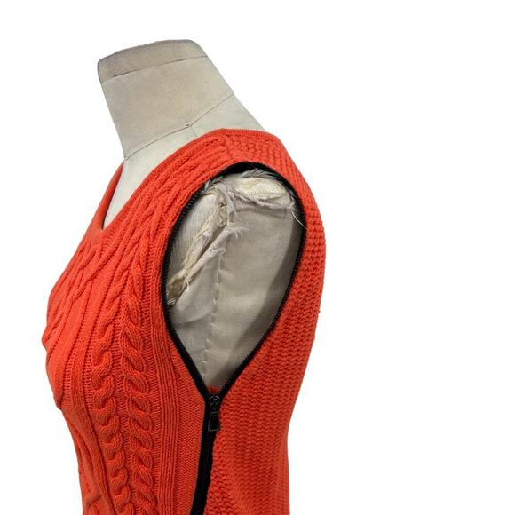 Sachin & Babi Orange Cable Knit Side Zip Sweater Vest Sleeveless Size‎ Small - Picture 6 of 11